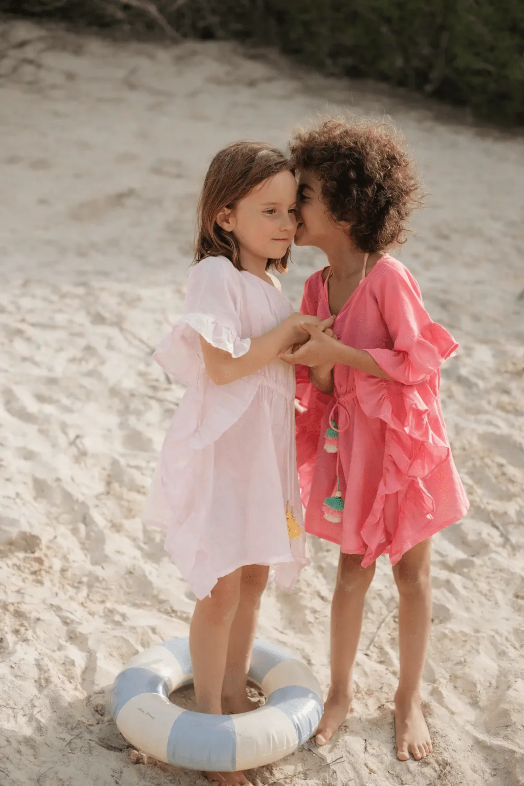 Caftan fille à pompons, rose pâle | LEA - Image 3