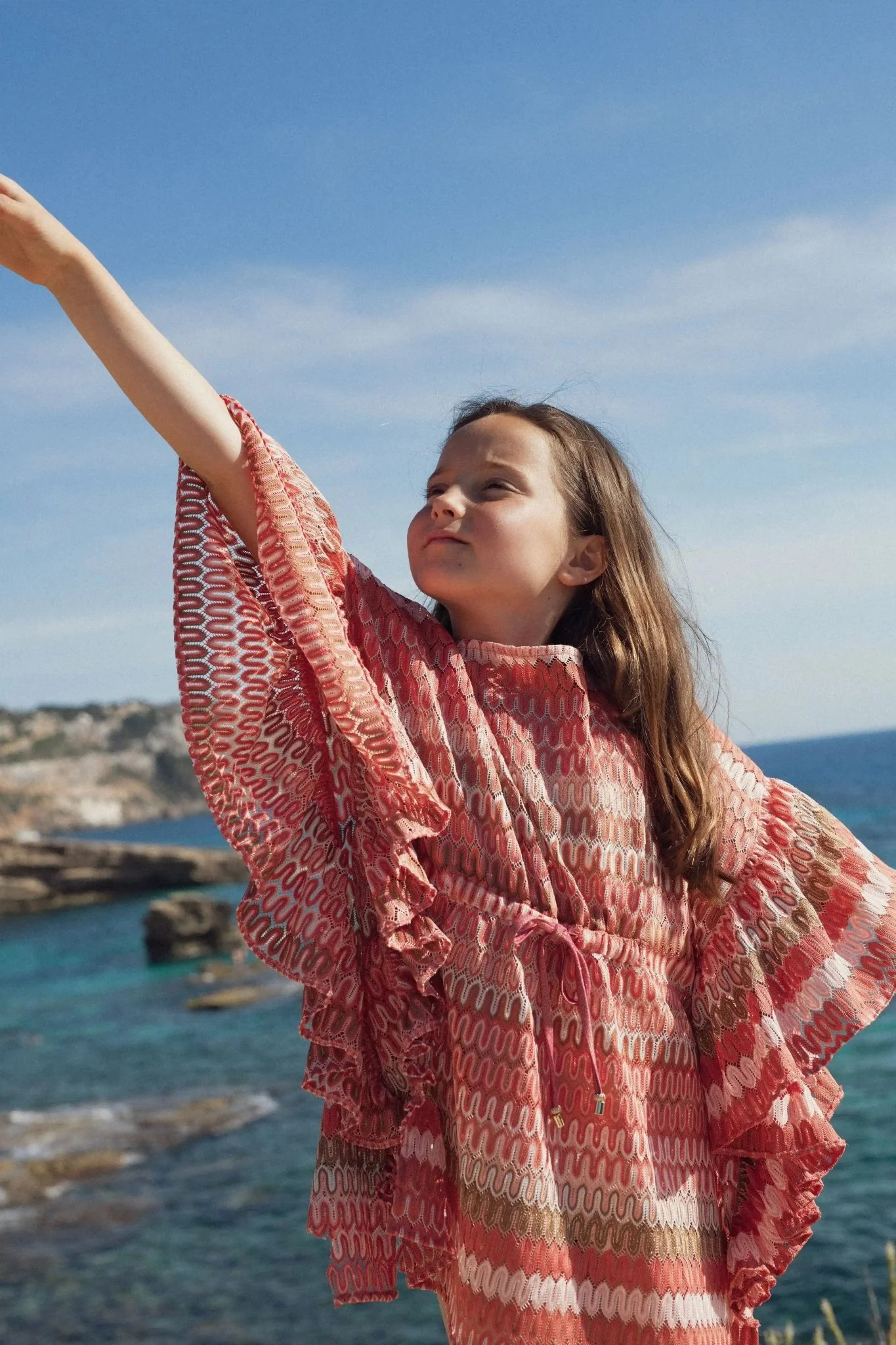 Caftan crochet fille, corail | SUNSET CAFTAN - Image 4