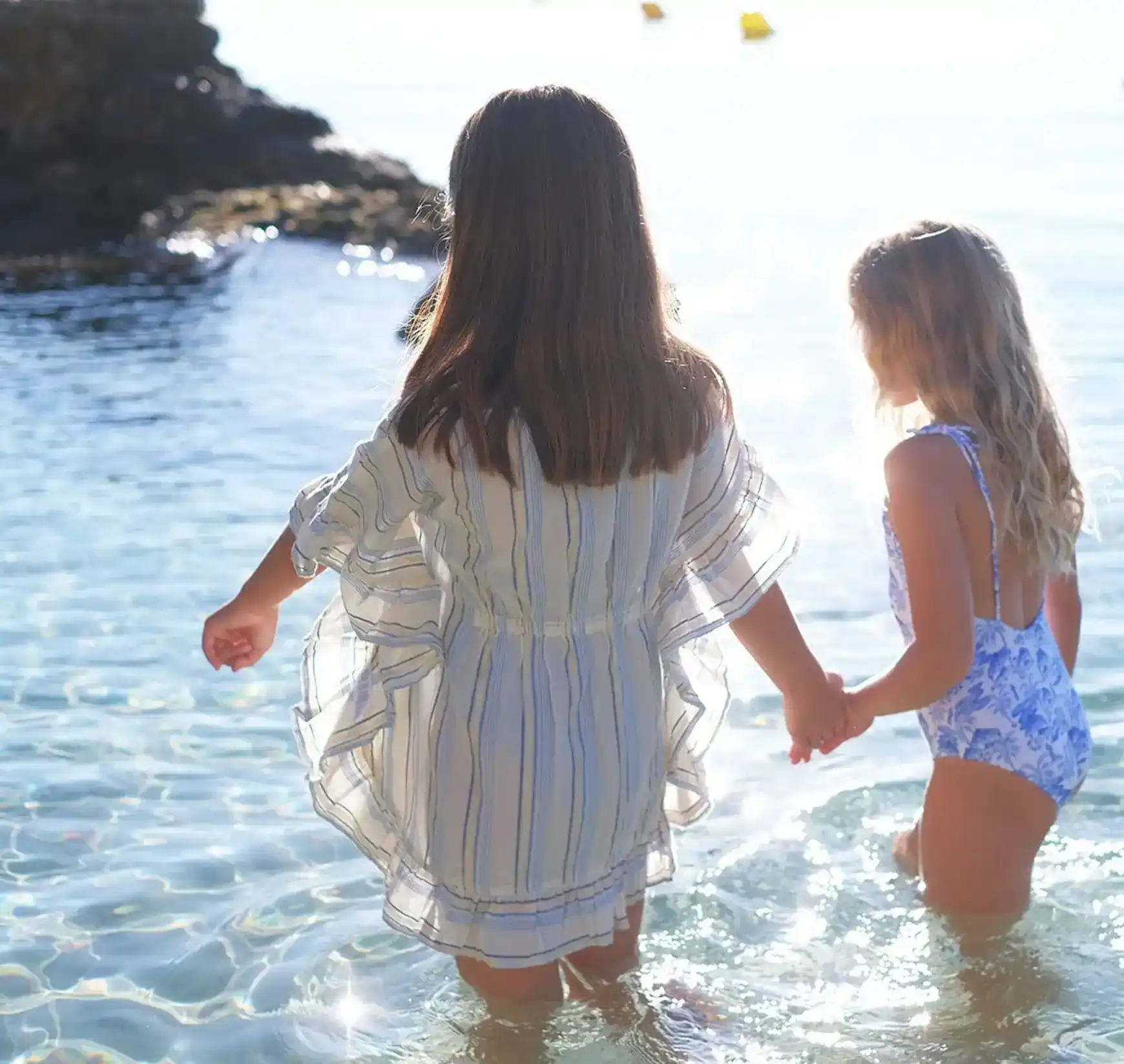 Caftan rayé lurex fille, blanc/bleu/or | BAHIA - Image 4