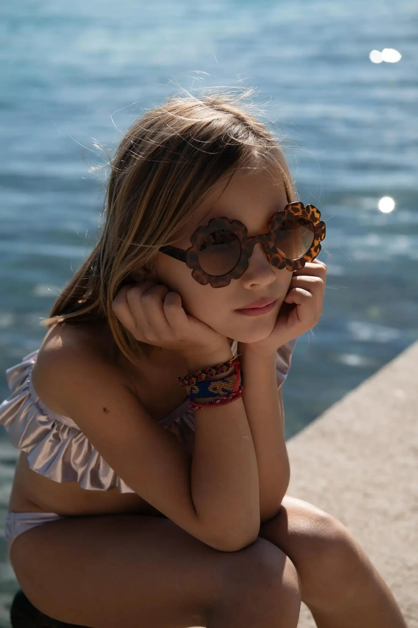 Maillot de bain asymétrique fille, or-rose | VENUS 2P - Image 3