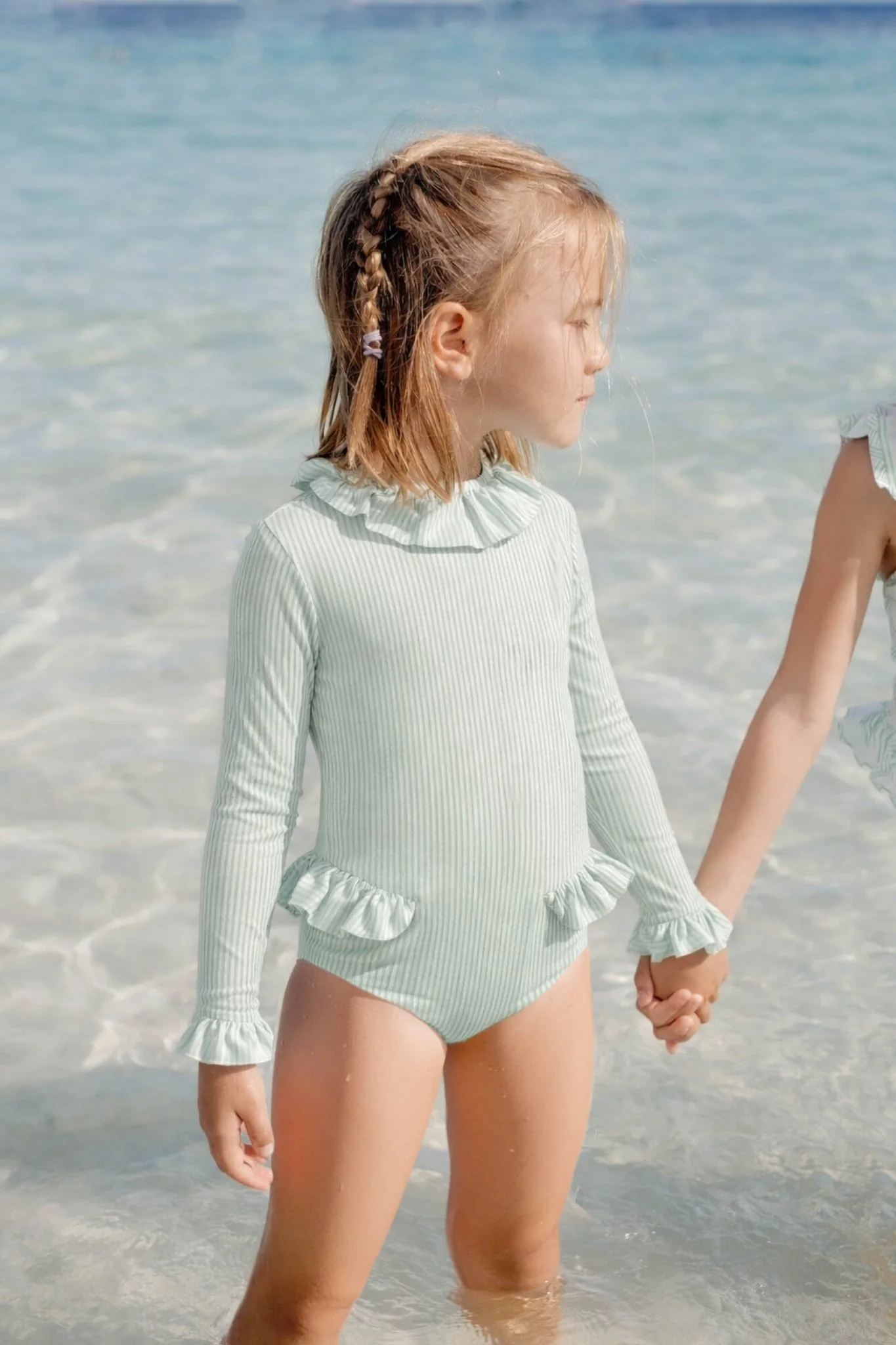 Maillot de bain manches longues fille rayé vert | CANDY BEBE - Image 3