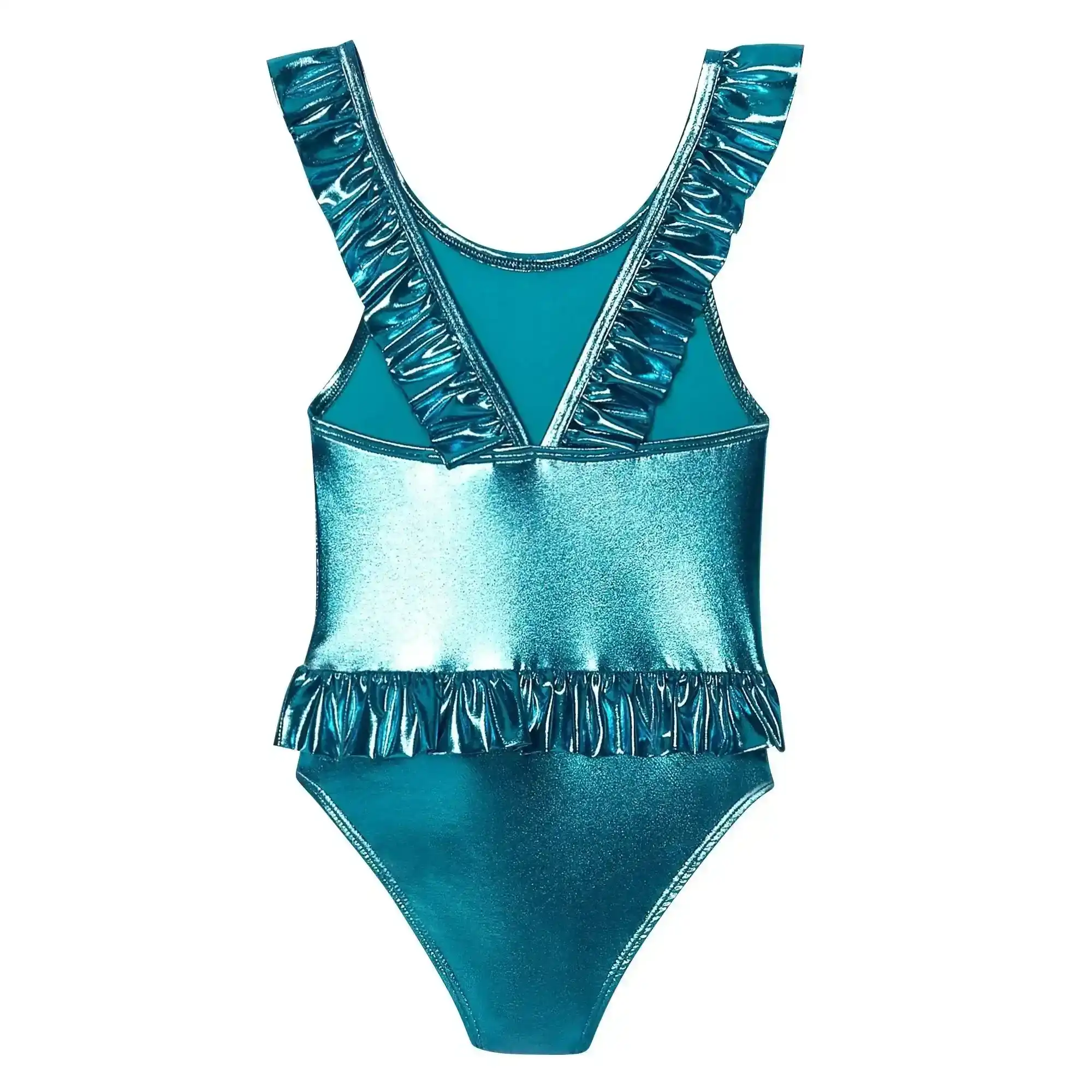 Maillot de bain fille, émeraude iridescent | VENUS - Image 3