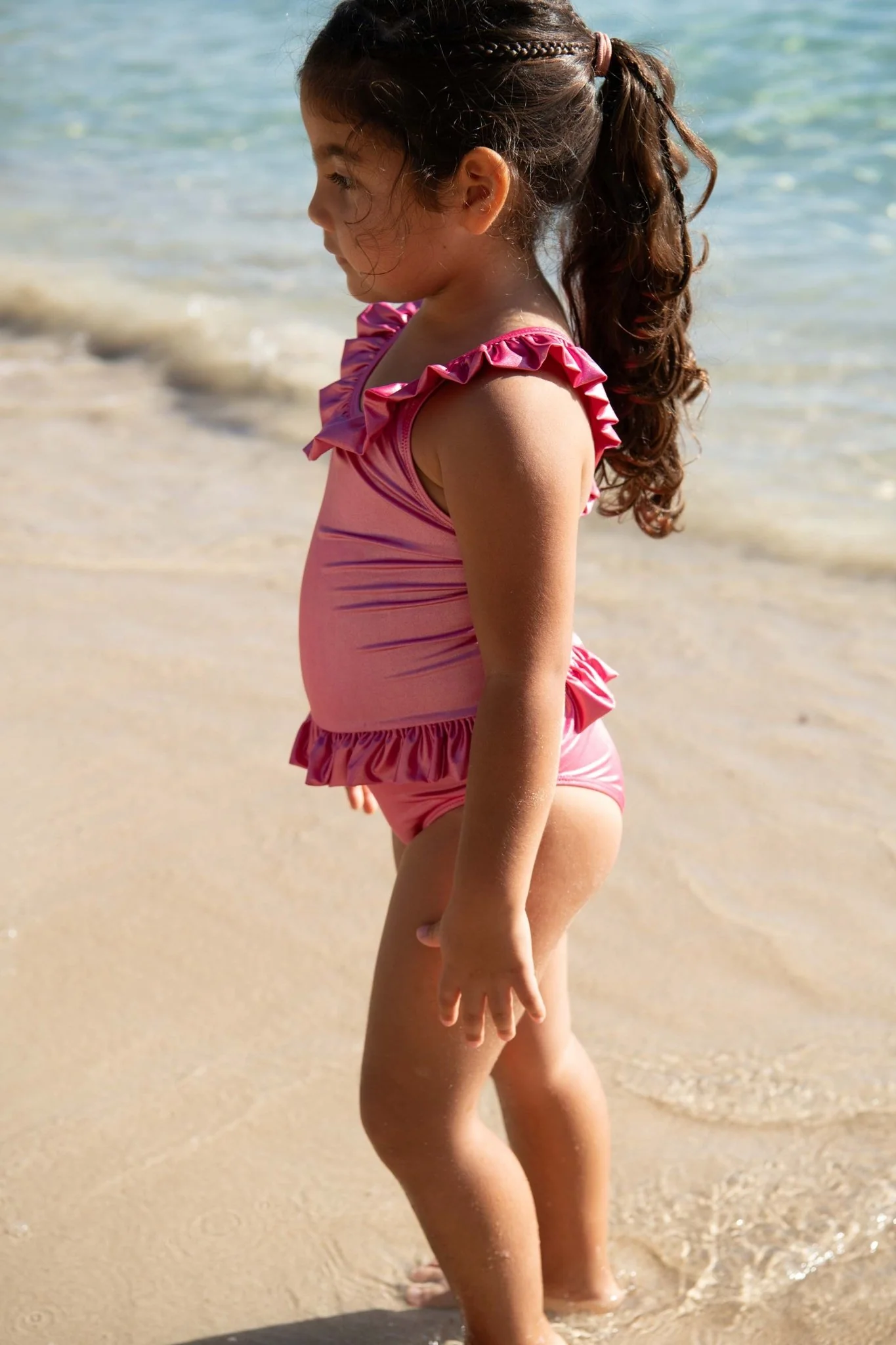 Maillot de bain fille, rose iridescent | VENUS - Image 3