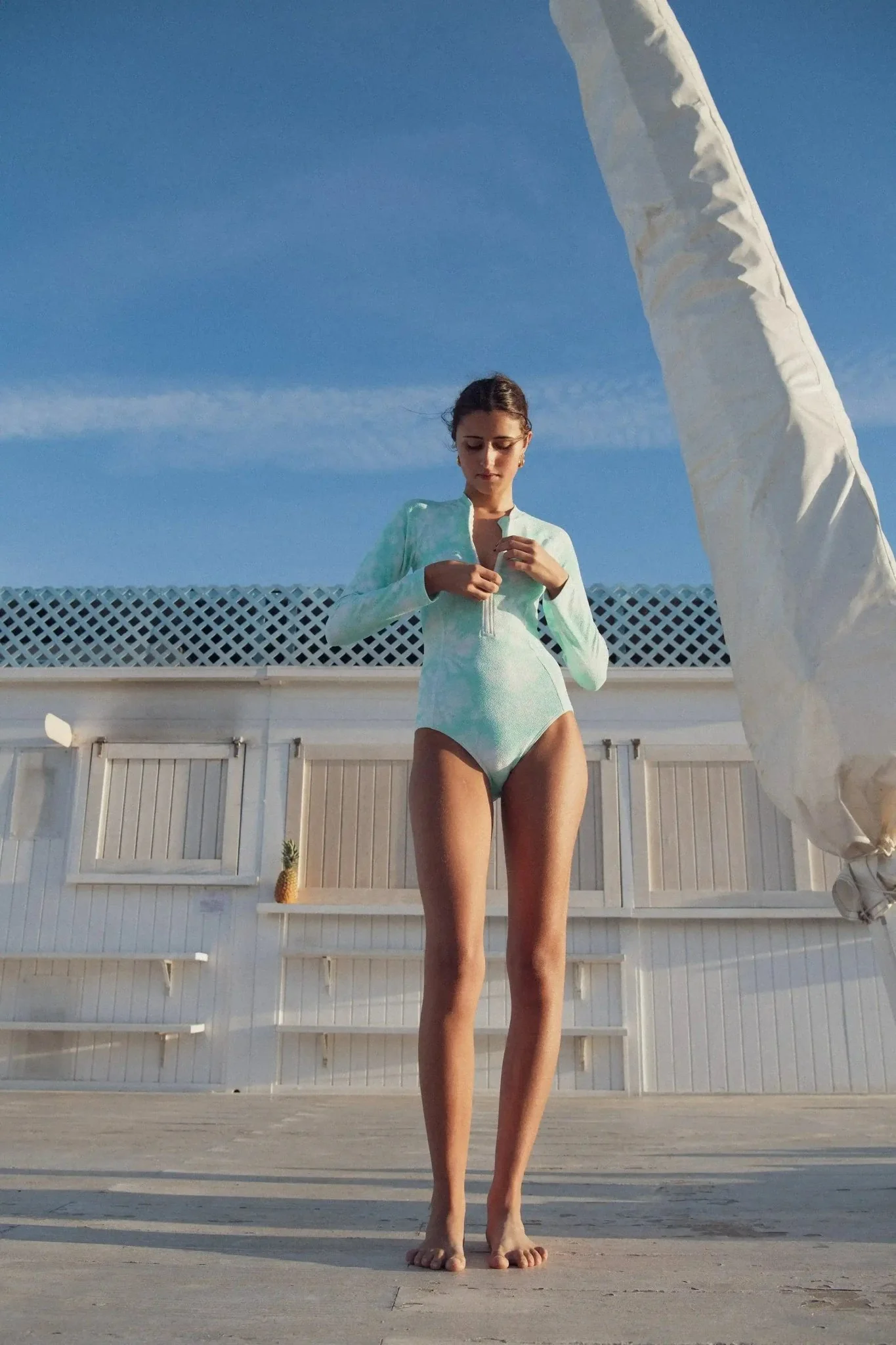 Maillot de bain manches longues anti UV fille, tie dye Acqua | COMBI TAHAA - Image 3