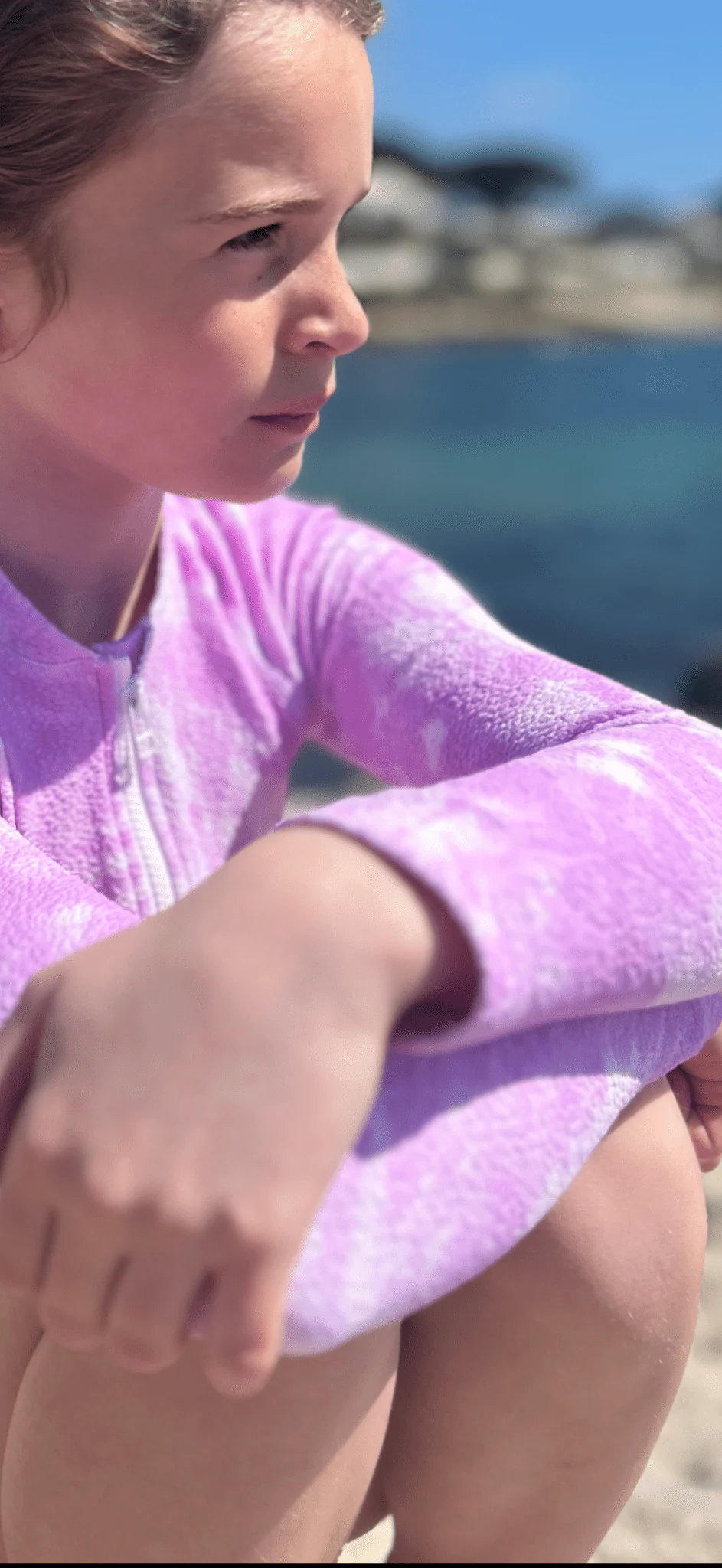 Maillot de bain manches longues anti UV fille, tie dye lilas | COMBI TAHAA - Image 5