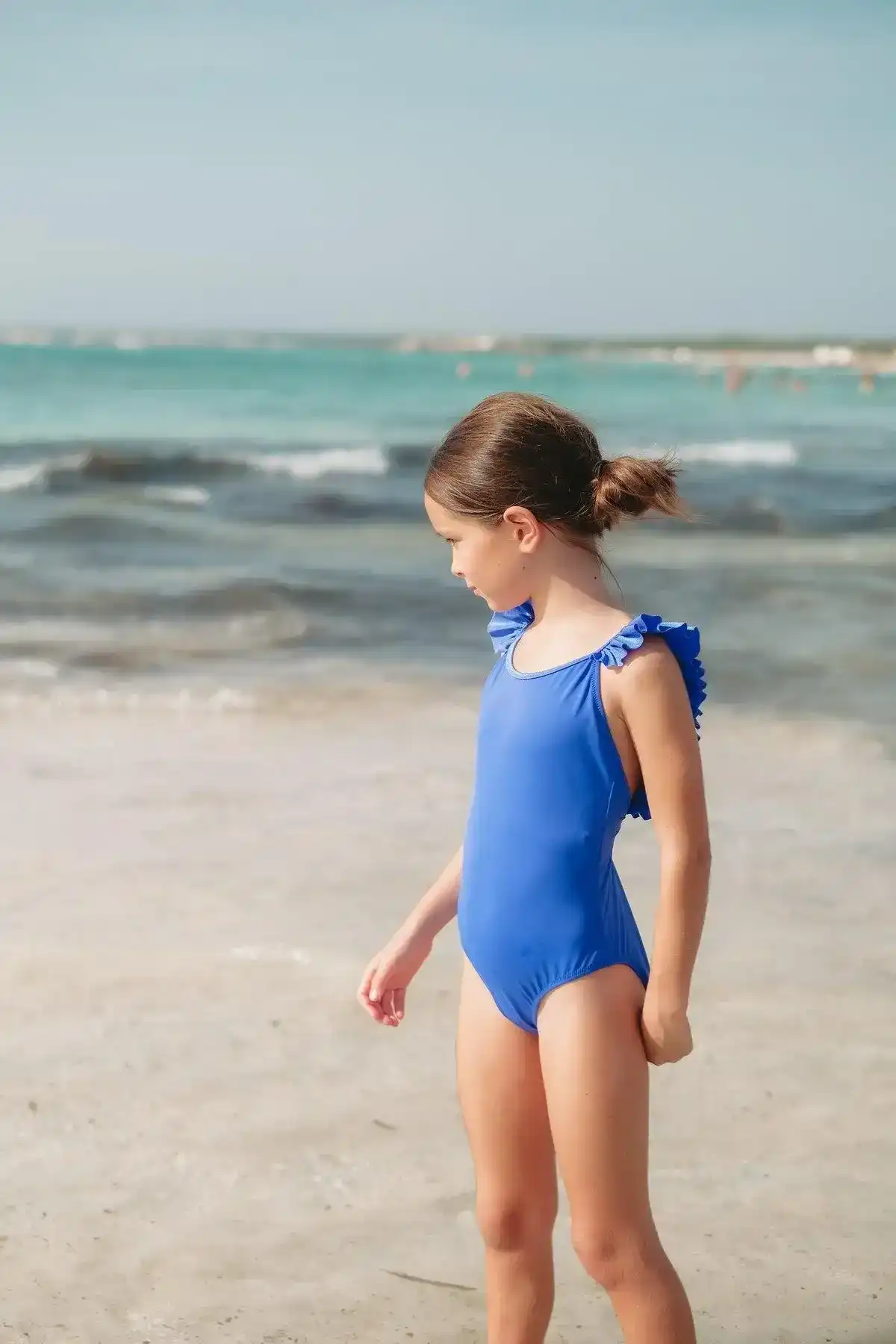 Maillot de bain une pièce fille anti UV à volants, bleu outremer| BORA BORA 1P - Image 3