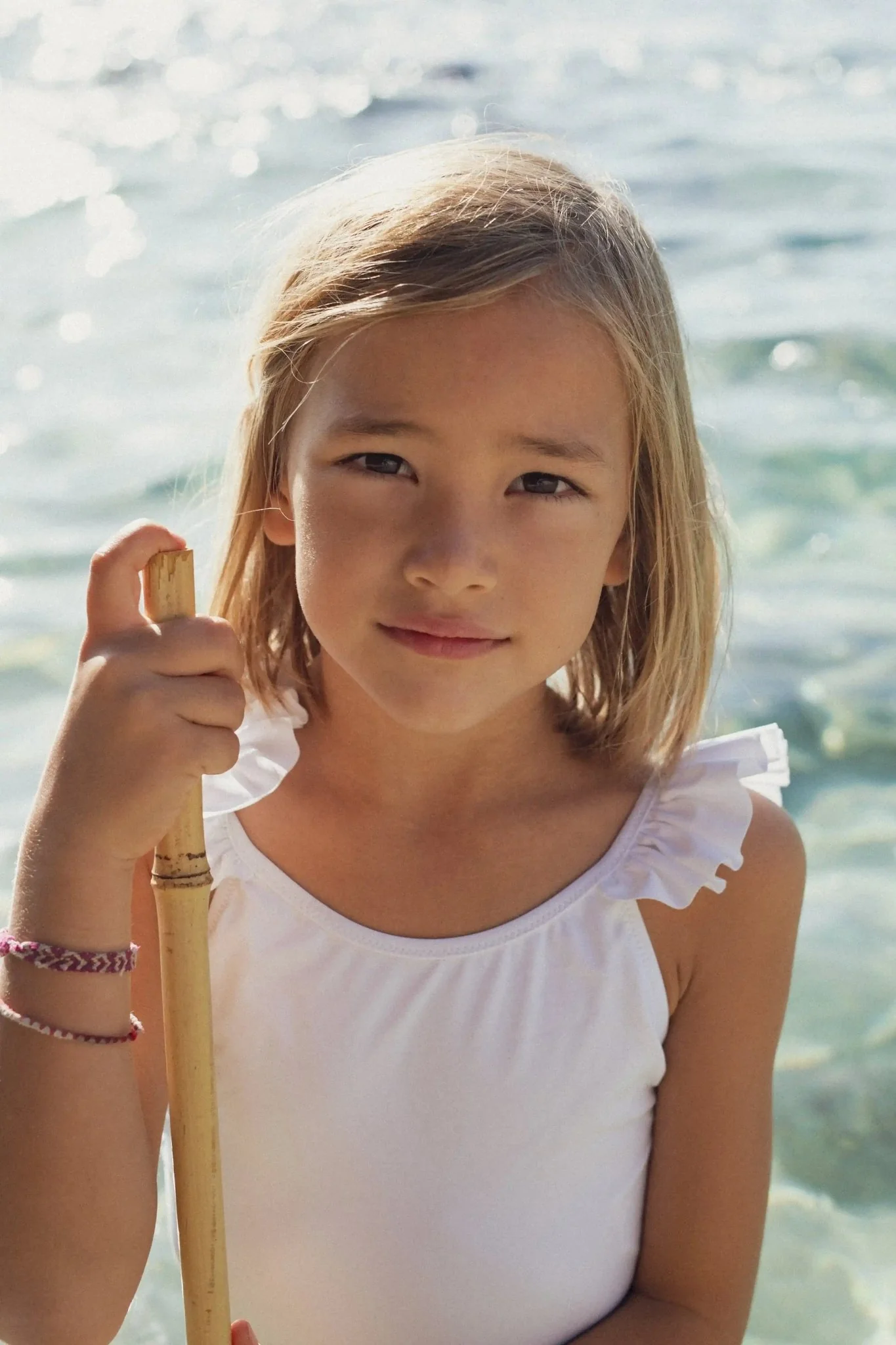 Maillot de bain une pièce fille à volants, anti UV, blanc| BORA BORA 1P - Image 3