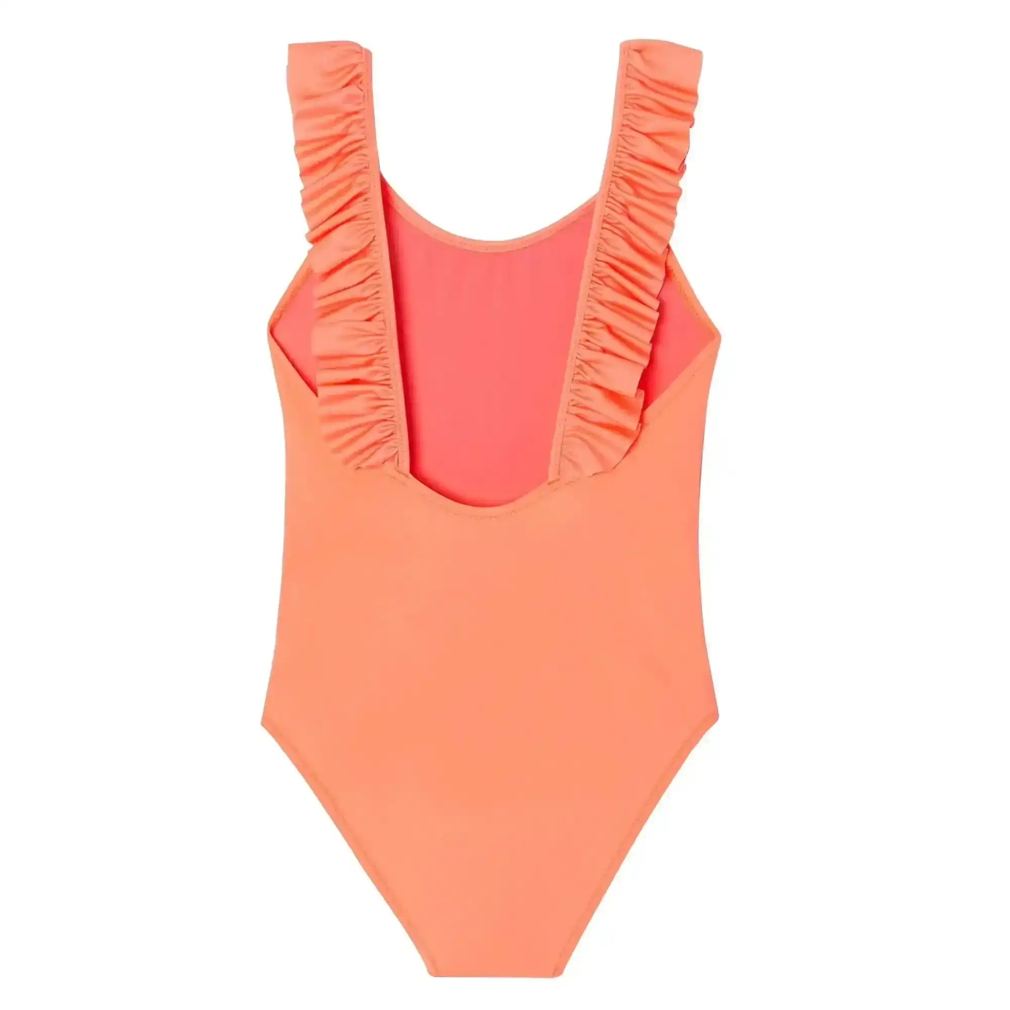 Maillot de bain une pièce fille anti UV à volants, corail fluo | BORA BORA 1P - Image 4