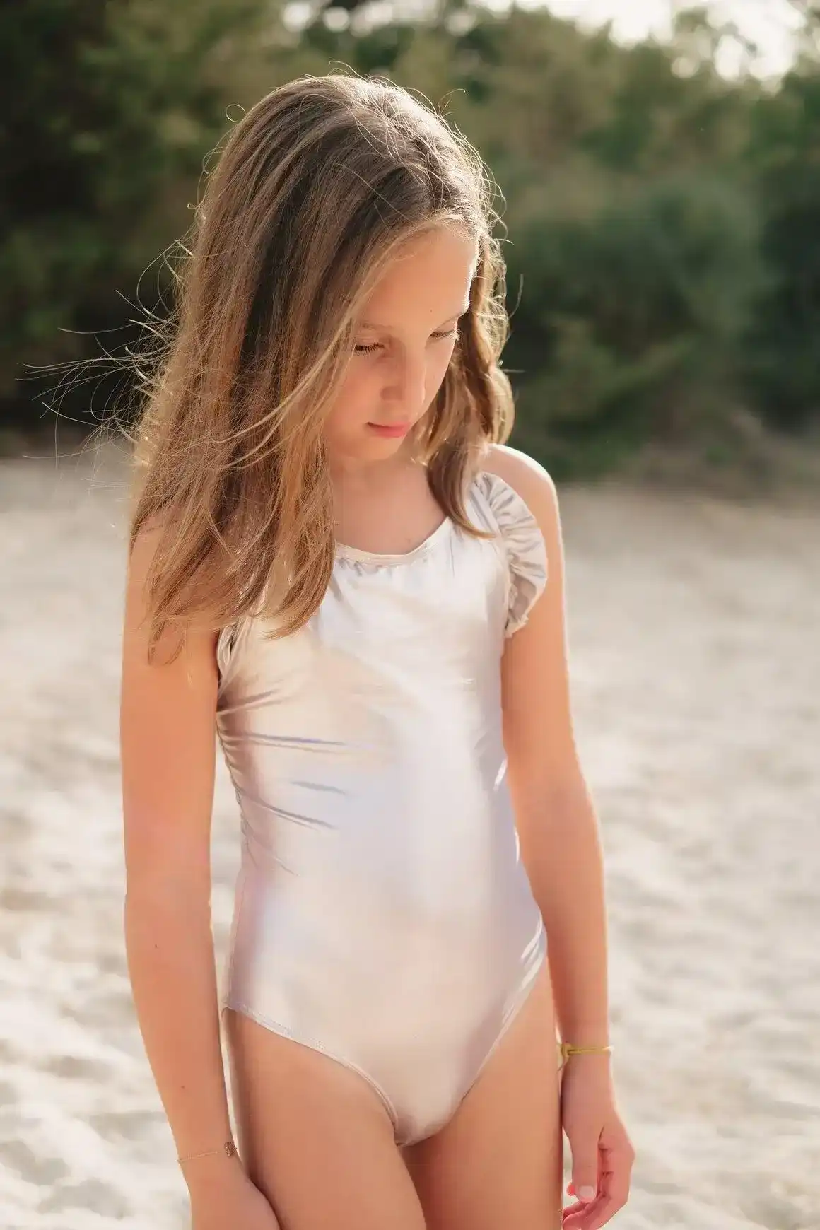 Maillot de bain une pièce fille, or, rose | SORBET 1P - Image 3