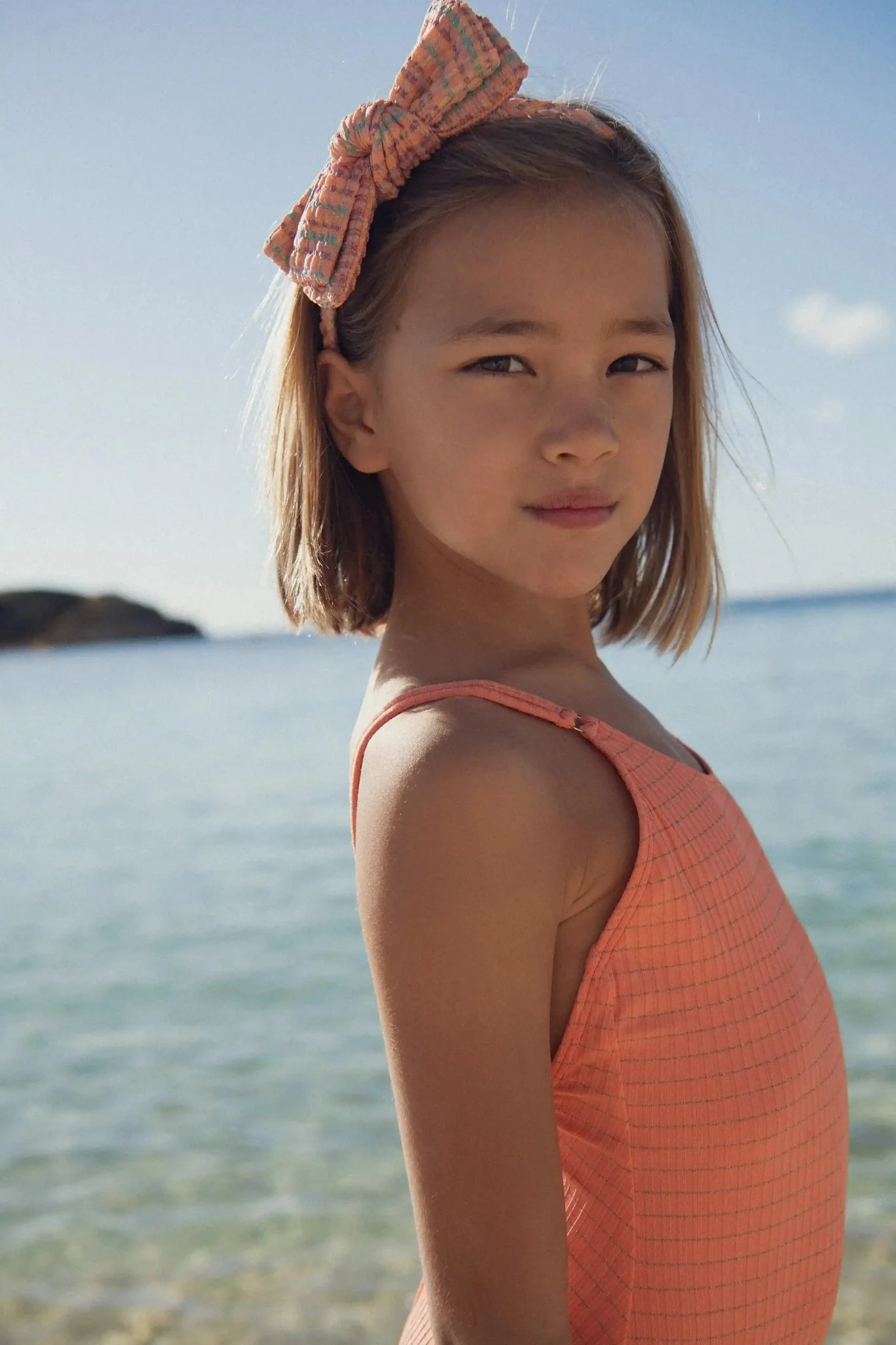 Maillot de bain une pièce fille, corail | CALYPSO 1P - Image 4