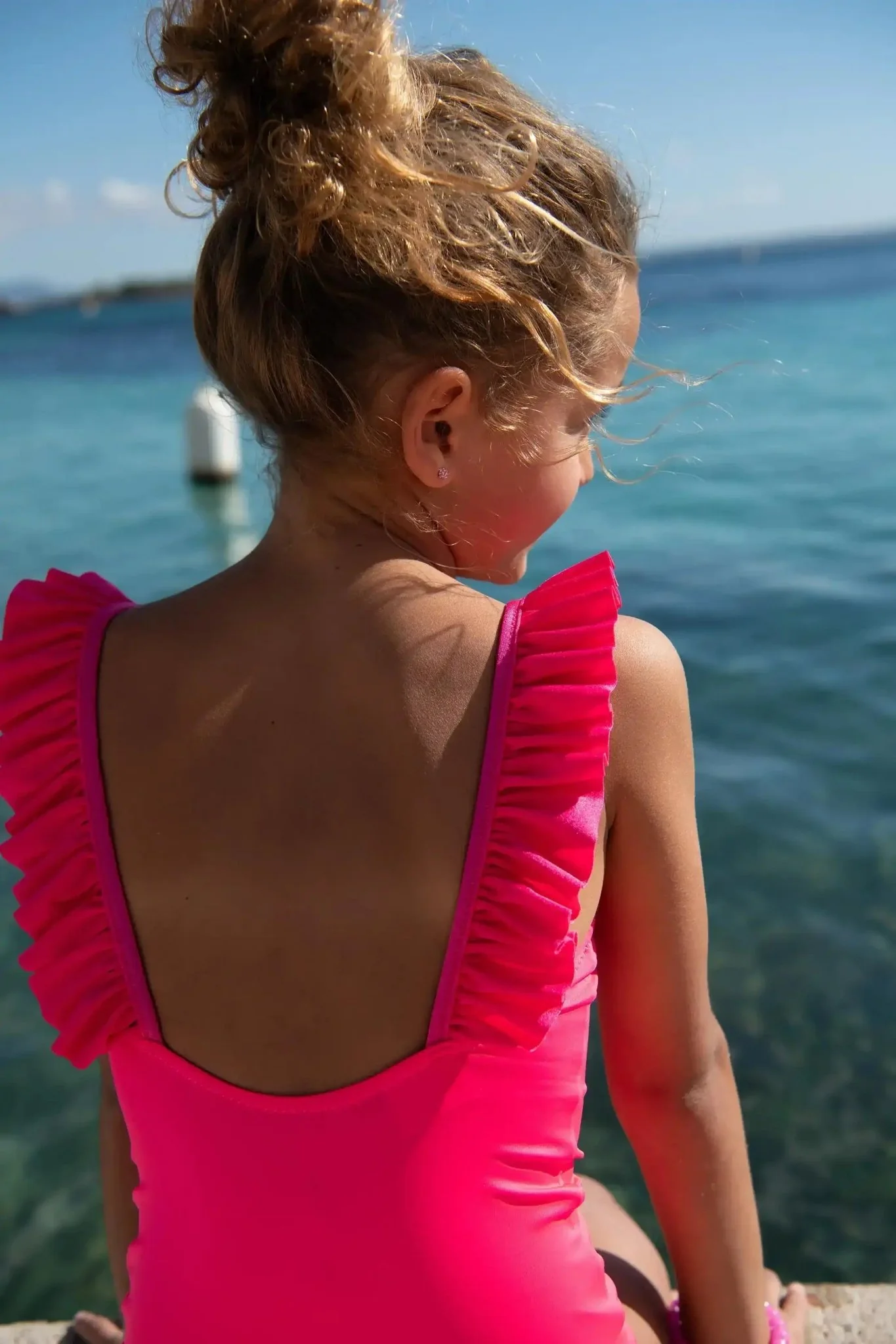 Maillot de bain une pièce fille à volants, UPF50+, rose flashy | BORA BORA 1P - Image 3